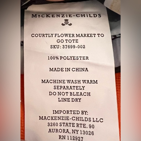 MacKenzie-Childs NWT, beautiful, Courtly Flower Market To Go Tote - Picture 5 of 6